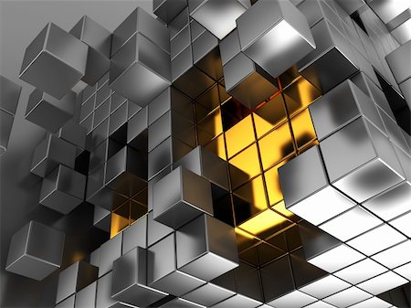 perspective abstract - abstract 3d illustration of metal cubes background Stock Photo - Budget Royalty-Free & Subscription, Code: 400-04356407