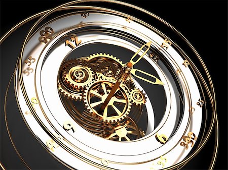 simsearch:600-03454536,k - abstract 3d illustration of clock mechanism over black background Stock Photo - Budget Royalty-Free & Subscription, Code: 400-04356417