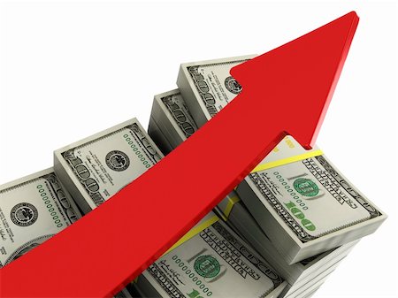 revenue - 3d illustration of money rising charts with red arrow Stock Photo - Budget Royalty-Free & Subscription, Code: 400-04356410