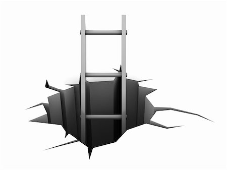 abstract 3d illustration of ladder in hole Stock Photo - Budget Royalty-Free & Subscription, Code: 400-04356432
