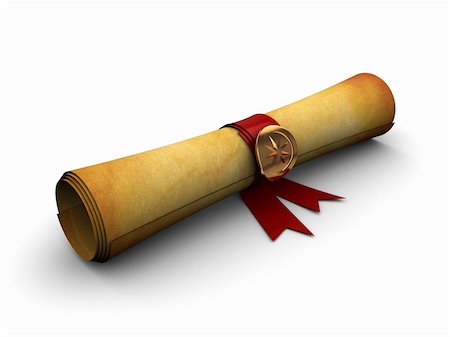 seal document - 3d illustration of old paper scroll with golden seal and ribbon Stock Photo - Budget Royalty-Free & Subscription, Code: 400-04356456