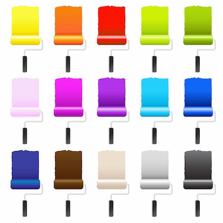 15 Paint Rollers, Isolated On White Background, Vector Illustration Photographie de stock - Aubaine LD & Abonnement, Code: 400-04356636