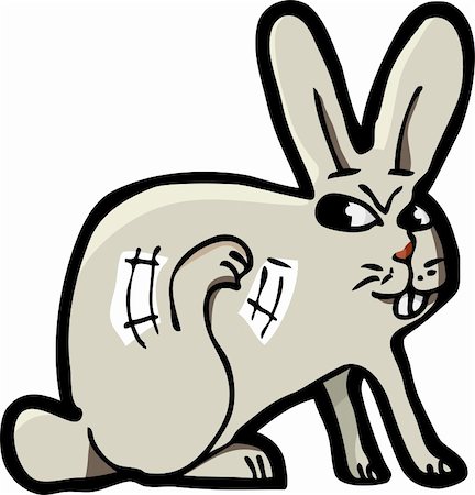 Cartoon of an annoyed gray rabbit scratching himself Photographie de stock - Aubaine LD & Abonnement, Code: 400-04356777