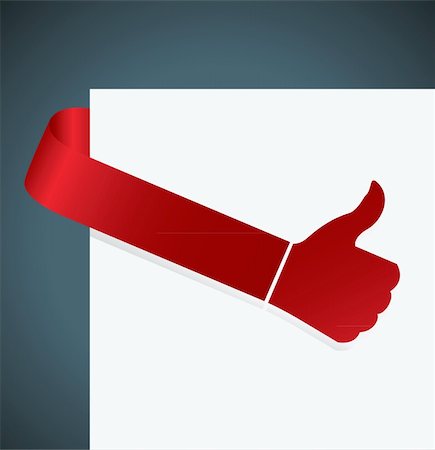 scrolled up paper - thumb up tag in red color Vector illustration Stock Photo - Budget Royalty-Free & Subscription, Code: 400-04356879