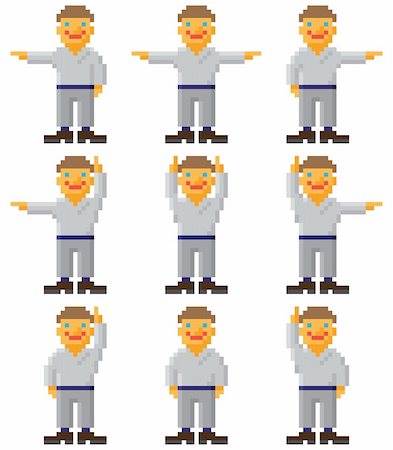 pixelated - Vector pixel art - a set of gesticulating people on white Stock Photo - Budget Royalty-Free & Subscription, Code: 400-04357155