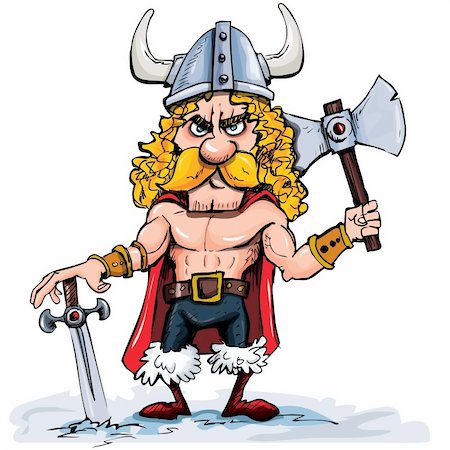 Cartoon viking with a big axe. Isolated on white Foto de stock - Royalty-Free Super Valor e Assinatura, Número: 400-04357242