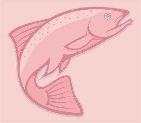 Illustration of a jumping salmon on pink background. Stock Photo - Budget Royalty-Free & Subscription, Code: 400-04357491