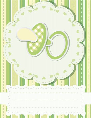 pacifier vector - Baby greetings card with green nipple Stock Photo - Budget Royalty-Free & Subscription, Code: 400-04357801