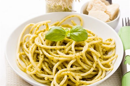 spaghetti pesto - photo of traditional italian food pasta with pesto with different ingredients Stock Photo - Budget Royalty-Free & Subscription, Code: 400-04357818