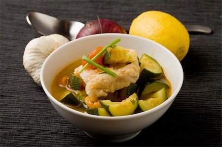 fish red spoon - photo of delicious fish soup with cod and zucchini Stock Photo - Budget Royalty-Free & Subscription, Code: 400-04357831