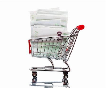 full grocery cart - Market cart with money Stock Photo - Budget Royalty-Free & Subscription, Code: 400-04357920