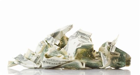 Crumpled money. Isolated over white. Stock Photo - Budget Royalty-Free & Subscription, Code: 400-04358046