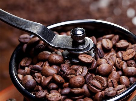 Coffee grinder with coffee beans Stock Photo - Budget Royalty-Free & Subscription, Code: 400-04358050