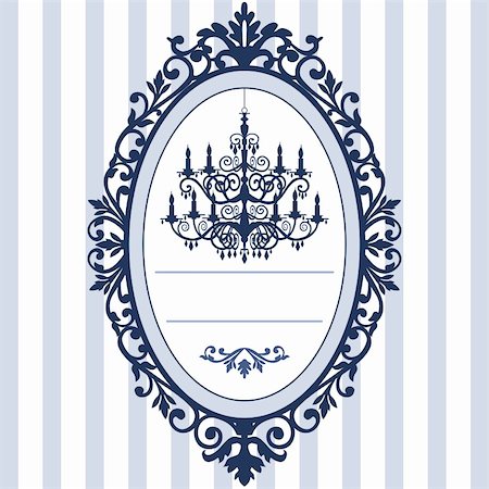 Design for wedding cards with vintage, antique oval picture frame and baroque chandelier silhouette, full scalable vector graphic, change the colors as you like. Photographie de stock - Aubaine LD & Abonnement, Code: 400-04358166