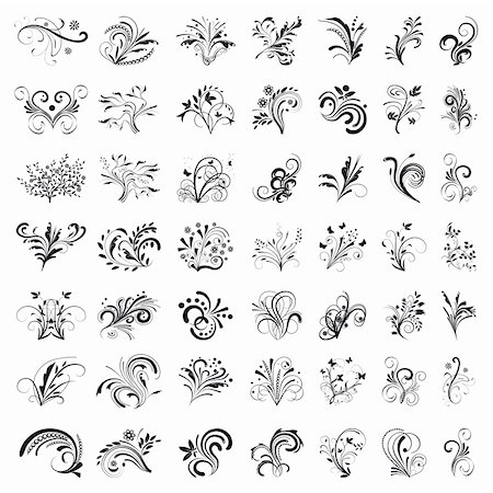 simsearch:400-06849645,k - Set of floral design elements. Vector illustration. Vector art in Adobe illustrator EPS format, compressed in a zip file. The different graphics are all on separate layers so they can easily be moved or edited individually. The document can be scaled to any size without loss of quality. Photographie de stock - Aubaine LD & Abonnement, Code: 400-04358161