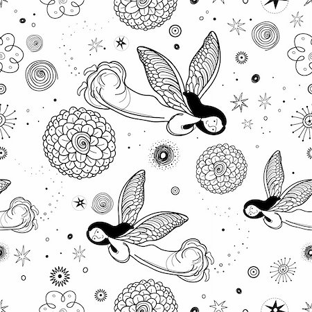 simsearch:400-07933418,k - seamless pattern from the graphics of angels with the stars on a white background Photographie de stock - Aubaine LD & Abonnement, Code: 400-04358194