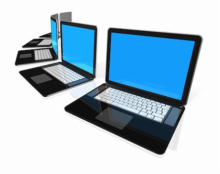 simsearch:400-04854535,k - 3D black laptop computers isolated on white Stock Photo - Budget Royalty-Free & Subscription, Code: 400-04358213