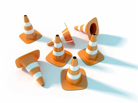 road stop alert - traffic cones isolated on white background Stock Photo - Budget Royalty-Free & Subscription, Code: 400-04358910