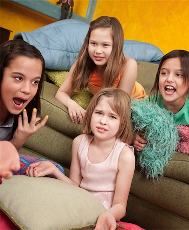 Four little outraged girls at a sleepover Stock Photo - Budget Royalty-Free & Subscription, Code: 400-04358943