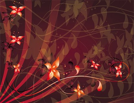 simsearch:400-07577622,k - Abstract red background with flowers. Vector illustration. Vector art in Adobe illustrator EPS format, compressed in a zip file. The different graphics are all on separate layers so they can easily be moved or edited individually. The document can be scaled to any size without loss of quality. Photographie de stock - Aubaine LD & Abonnement, Code: 400-04359019