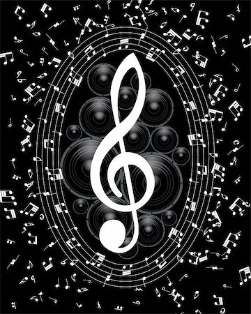 swirled music note symbols - Vector musical notes staff background for design use Stock Photo - Budget Royalty-Free & Subscription, Code: 400-04359089