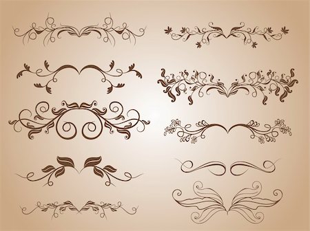 decorative ornate vector corners - Set of vintage stylized design elements Stock Photo - Budget Royalty-Free & Subscription, Code: 400-04359356