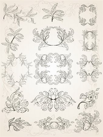decorative ornate vector corners - set of floral frames Stock Photo - Budget Royalty-Free & Subscription, Code: 400-04359385