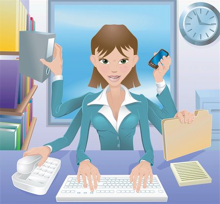 siva - A busy successful business woman multitasking in the office. Foto de stock - Super Valor sin royalties y Suscripción, Código: 400-04359561