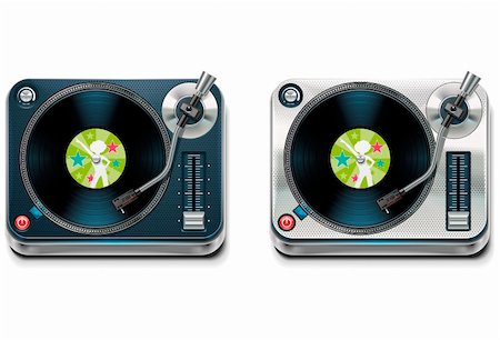 Detailed extralarge icon representing turntable with vinyl disk Stock Photo - Budget Royalty-Free & Subscription, Code: 400-04359606