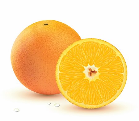 Vector illustration of a Fresh juicy oranges isolated on white background. Stock Photo - Budget Royalty-Free & Subscription, Code: 400-04359633