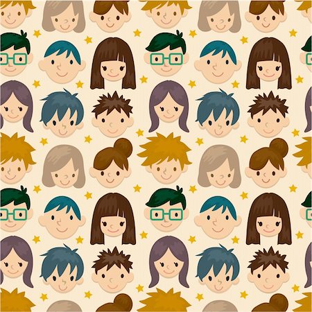 seamless young people face pattern Stock Photo - Budget Royalty-Free & Subscription, Code: 400-04359764