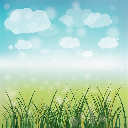 simsearch:400-05921307,k - vector spring green field and blue sky with clouds Foto de stock - Super Valor sin royalties y Suscripción, Código: 400-04359782