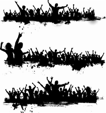 party couple silhouette - Collection of three different party crowds on grunge Stock Photo - Budget Royalty-Free & Subscription, Code: 400-04359825