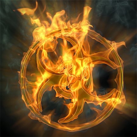 risk abstract - flaming biohazard sign. isolated on black. Stock Photo - Budget Royalty-Free & Subscription, Code: 400-04359972