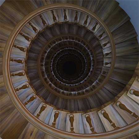 spiral wooden staircase. Stockbilder - Microstock & Abonnement, Bildnummer: 400-04359973