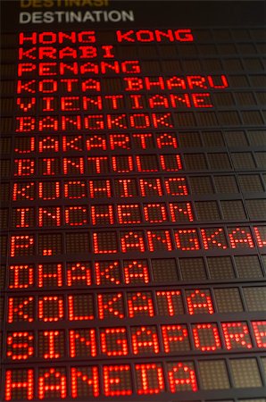 airport departures board that shows asian destinations. Stock Photo - Budget Royalty-Free & Subscription, Code: 400-04350049