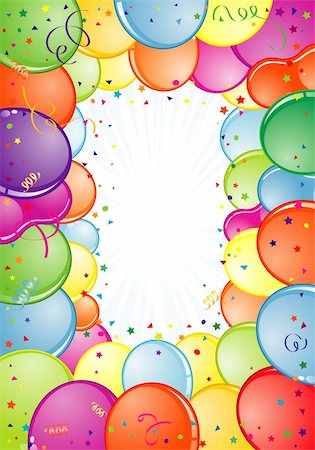 simsearch:400-04402561,k - Birthday Frame with Balloon, Streamer and confetti, element for design, vector illustration Foto de stock - Super Valor sin royalties y Suscripción, Código: 400-04350118