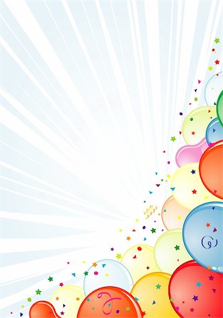 red and yellow confetti - Birthday Frame with Balloon, Streamer and confetti, element for design, vector illustration Foto de stock - Super Valor sin royalties y Suscripción, Código: 400-04350120