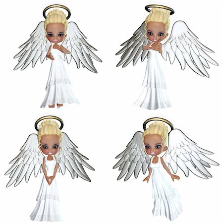 sweet angels with halo - isolated on white Stock Photo - Budget Royalty-Free & Subscription, Code: 400-04350366