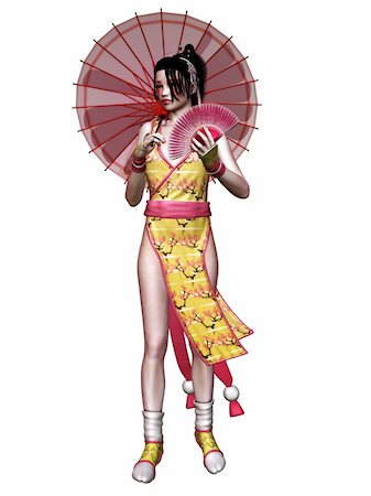 a geisha is walking - isolated on white Stock Photo - Budget Royalty-Free & Subscription, Code: 400-04350406