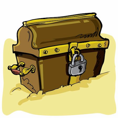Cartoon illustration of a pirate chest isolated on white Stock Photo - Budget Royalty-Free & Subscription, Code: 400-04350465