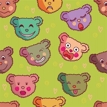 funny retro groups - Cartoon seamless pattern made of funny bears Foto de stock - Super Valor sin royalties y Suscripción, Código: 400-04350550