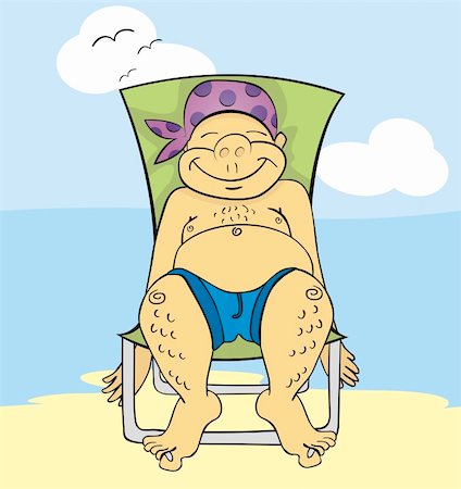 fat person sleeping - Happy fat tourist dreaming and tanning on beach Stock Photo - Budget Royalty-Free & Subscription, Code: 400-04350626