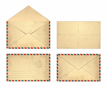 simsearch:400-05905833,k - Set of vector vintage envelope. Isolated on a white background. Foto de stock - Super Valor sin royalties y Suscripción, Código: 400-04350621
