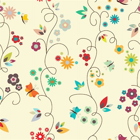 simsearch:400-04380504,k - Vector floral seamless pattern Stock Photo - Budget Royalty-Free & Subscription, Code: 400-04350649