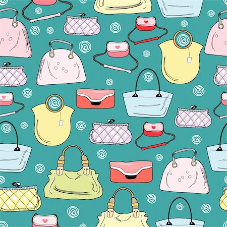 simsearch:400-05746053,k - seamless pattern of colored handbags in bright blue background Stock Photo - Budget Royalty-Free & Subscription, Code: 400-04351025