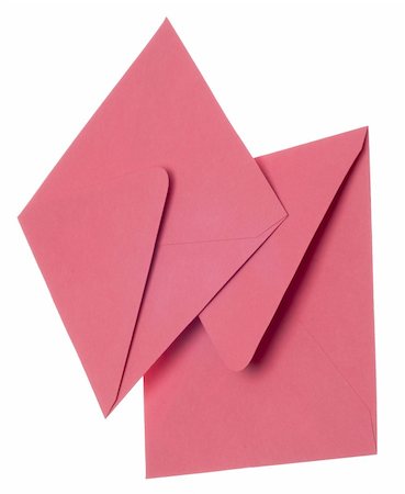 simsearch:400-05325346,k - Pair of Pink Invitation Envelopes Isolated on White with a Clipping Path. Photographie de stock - Aubaine LD & Abonnement, Code: 400-04351218