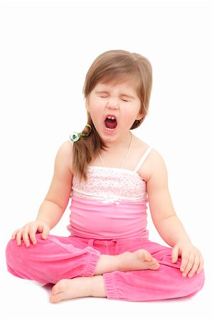 raysay (artist) - sleepy little girl on white and yawning Foto de stock - Royalty-Free Super Valor e Assinatura, Número: 400-04351354