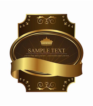 emblême - Illustration golden royal label on black background with corners - vector Stock Photo - Budget Royalty-Free & Subscription, Code: 400-04351375