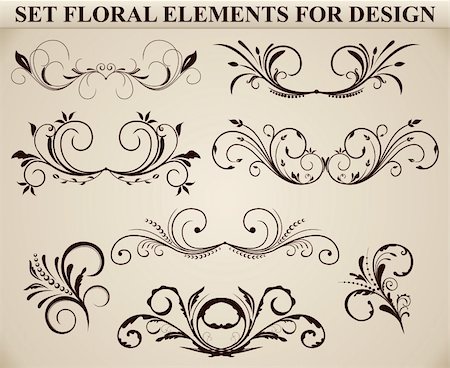 Set of ornate floral elements for design. Vector Stock Photo - Budget Royalty-Free & Subscription, Code: 400-04351387